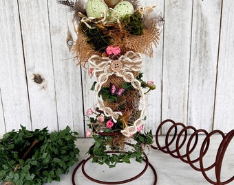 Rusty Spring, Bird Nest, Shabby Chic, Vignette, Centerpiece, Shelf Sitter, Housewarming, Farmhouse, Upcycle, Repurpose