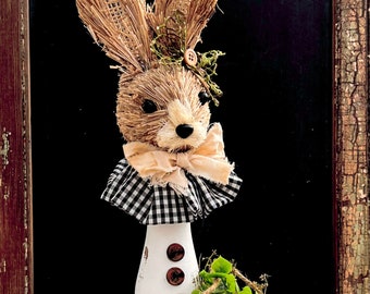 Bunny, Easter, Spring, Assemblage, Rabbit, Vignette, Spring Scene, Gift, Garden Bunny, Farmhouse, Cottage, Shelf Sitter, Mantal Decor