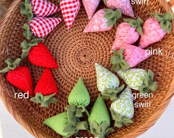 3 Strawberries,   Handmade, Tier Tray, Stawberry, Bowl Filler, Farmhouse, Kitchen Decor, Spring Decor, Summer Decor