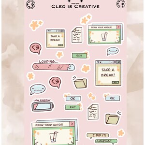Computer; sticker sheet, websites and icons for journal, planner, bujo, diary and scrapbooking