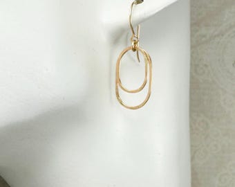 Gold Filled Derby Oval Earrings – Large, Regular, or Tiny Hammered Ovals Minimalist and Modern