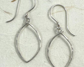 Dainty Silver Earrings, Small Sterling Hammered Petals, Handmade Everyday Earrings