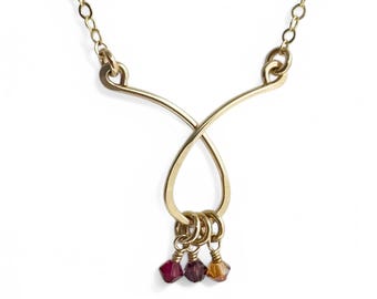 Personalized Birthstone Necklace: Sterling Silver Infinity Charm, Swarovski Crystals
