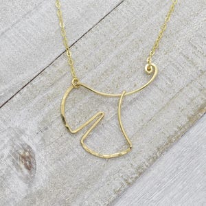 Ginkgo Leaf Necklace, Gold Leaf Pendant, Gold Filled Statement Necklace, Nature Jewelry, Gift for Woman
