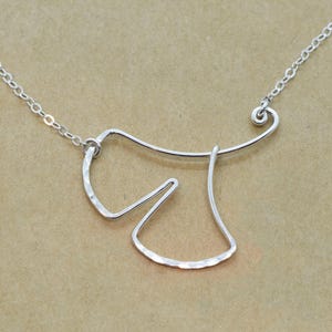 Ginkgo Leaf Necklace, Silver Leaf Pendant, Sterling Silver Statement Necklace, Nature Jewelry, Gift for Woman