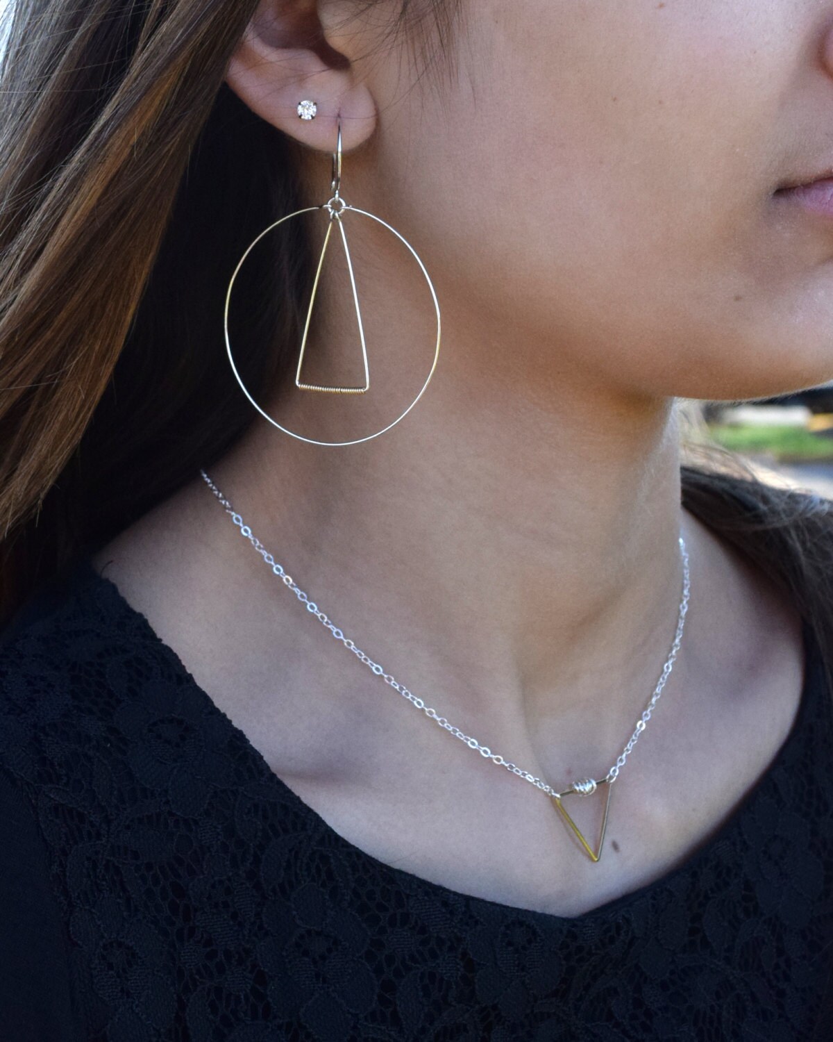 ELEMENTAL SILVER EARRINGS, Large Silver and Gold Mixed Metal Hoops ...