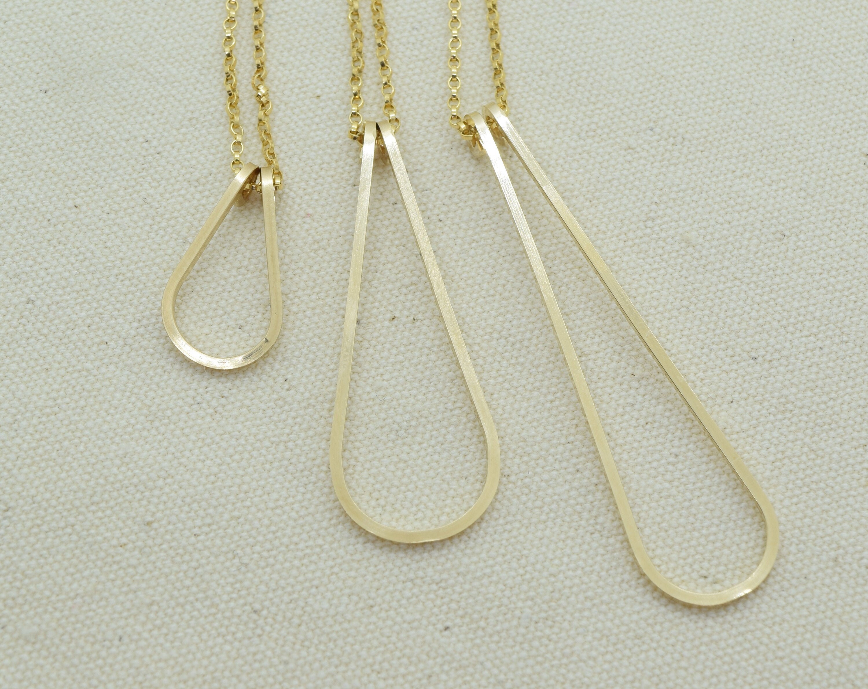 Long Gold Tear Drop Pendant Necklace Teardrop Pendant Simple Etsy