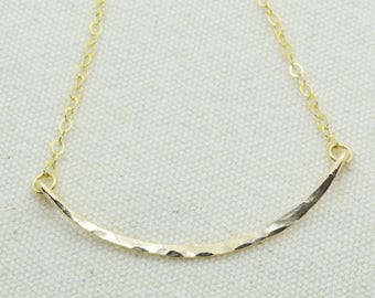 Curved Bar Necklace, Gold Filled Everyday Necklace, Minimalist Layering Necklace, Dainty and Delicate Jewelry