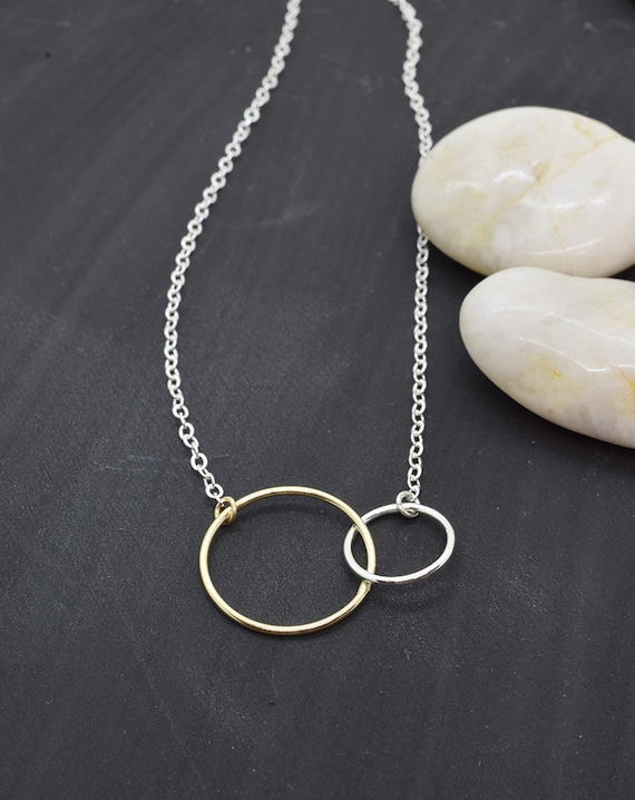Dawn Silver Linked Circle Necklace Mixed Metal Circle