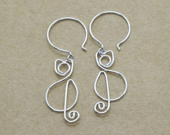 Sterling Silver Cat Dangle Earrings: Whimsical Kitty Jewelry