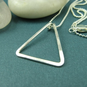 Triangle Sterling Silver Necklace, Minimal Dainty Necklace, Gift for her, Geometric Pendant, Open Triangle Pendant