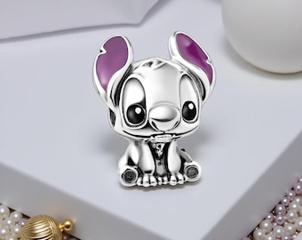 Silver Charm Lilo & Stitch Magic in Every Detail, Handmade Cartoon Jewelry For Women.