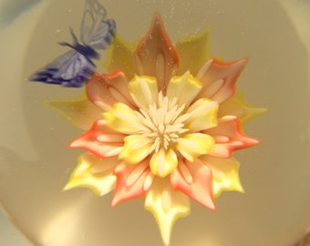 1,9" glaskunst marmeren bloem met vlinder van KIMMO bol bol Home art curiosa VGW