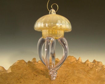 Glass Jellyfish Tree Ornament Nautical sun catcher lampwork Holiday Gift Boro VGW Mazet (Ready to Ship)