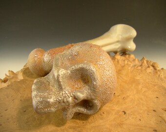 Heady Glass Pipe Skull & Bone Gold Sidecar Silver Fumed by Don Chile Ortega Aka DCO tobacco smoking pipe (ready to ship)