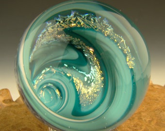 1,7" Vortex marmeren pruik Wag dichroic glas oranje bol kunst Fibonacci Gulden snede spiraal optische illusie