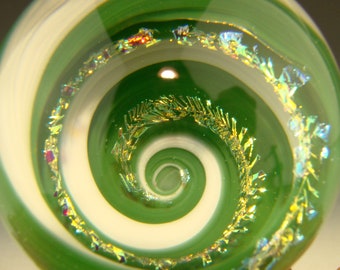 2.2" Vortex marmer dichroïsche glazen bol kunst Fibonacci Gulden snede spiraal optische illusie vuur en regen (klaar voor verzending)