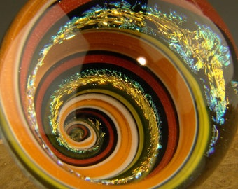 2 " Vortex Marble Dichroic Glass Orb optical Illusion Fibonacci Spiral Home art curio by Tim Mazet  (Ready to Ship)..