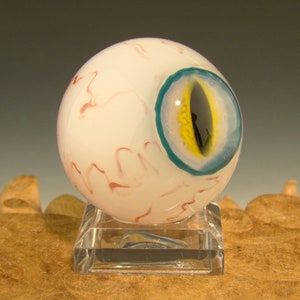 Art du verre, globe oculaire, marbre, lampwork, style, eye freaky top cap orb bibelots, art maison, par Kenny Talamas image 4