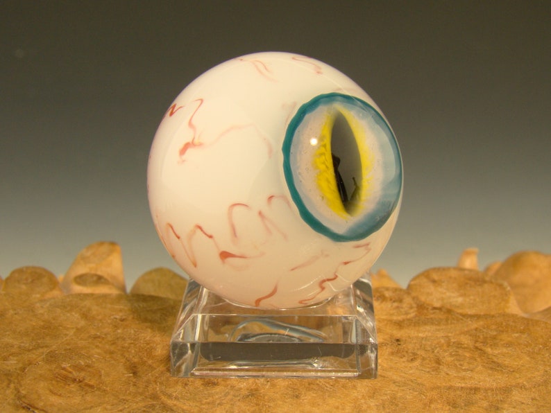 Art du verre, globe oculaire, marbre, lampwork, style, eye freaky top cap orb bibelots, art maison, par Kenny Talamas image 4