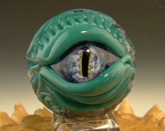 1.6 " Marble MONSTER Eye Glass Eyeball Lampwork Art Orb by Mazet curio