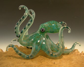 5.5&quot; Glass Octopus Sculpture figurine Aquarium Nautical Home Art Curio by Chris Upp Made to Order