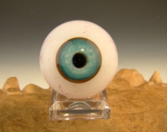1.2 " Glass Art Eyeball Marble Lampwork style Eye freaky top cap orb curio home art by Kenny Talamas