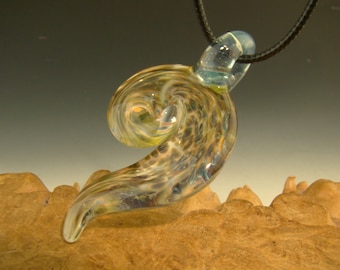 Glass Cresting Ocean Wave Focal Pendant Bead lampwork Boro beige en groen VGW