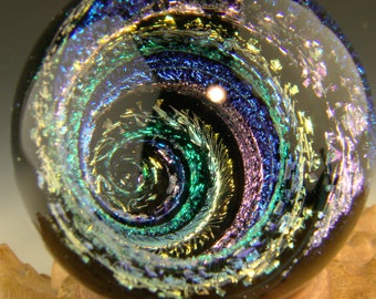 2" Full Dichroic Glass Vortex Marble Orb optical Illusion Fibonacci home decor curio by Tim Mazet