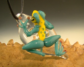 Dichroïsche GLAZEN KIKKER Hanger/ornament Lampwork Borosilicaat Brandpunt Borokraal Zonnevanger Totemsieraden