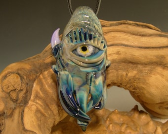 Glass Pendant 'Eye of the Squid' Boro focal bead Cthulhu inspired necklace Art Totem by Mazet