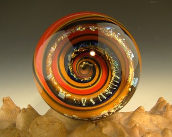 Illusion de verre dichroïque 1,7" vortex marbre méditation orbe spirale maison bibelots aqua par Tim Mazet