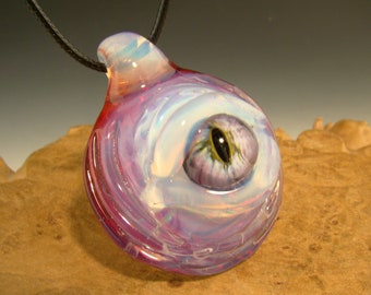 Pendant Eye of the Creature Dichroic Glass Boro bead necklace by Eli Mazet