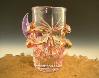 Skull Shot Glass Hand blown Horny Flameworked Barware Glassware bar glass by Eli Mazet