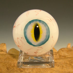 Art du verre, globe oculaire, marbre, lampwork, style, eye freaky top cap orb bibelots, art maison, par Kenny Talamas image 3