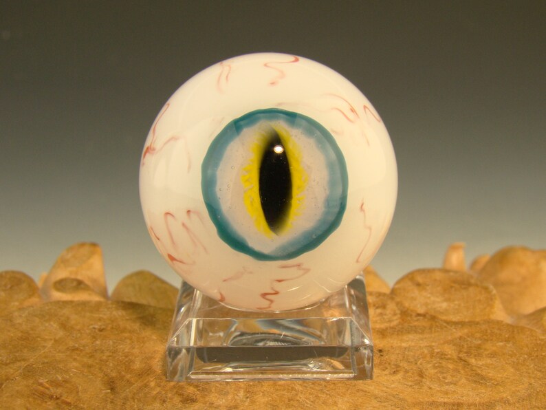 Art du verre, globe oculaire, marbre, lampwork, style, eye freaky top cap orb bibelots, art maison, par Kenny Talamas image 3