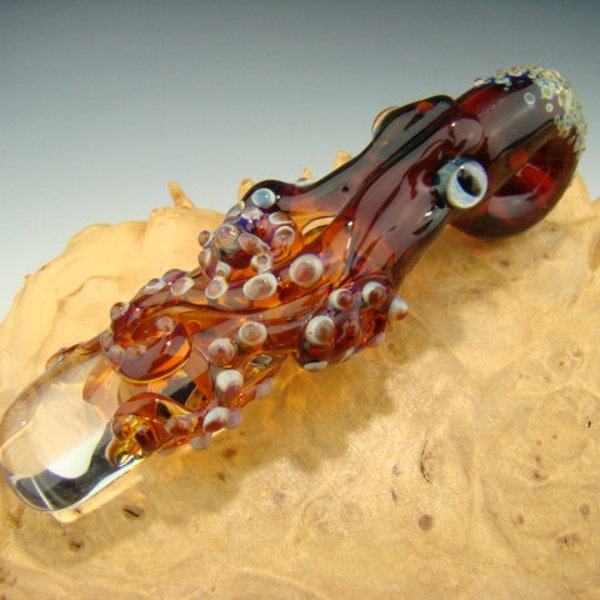 GLASS Octopus PENDANT Lampwork Borosilicate Focal Bead or Sun Catcher Totem by KT (made to order)