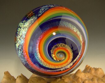 2.3 " Dichroic Glass Vortex Marble Rainbow Orb optical Illusion Fibonacci by Tim Mazet