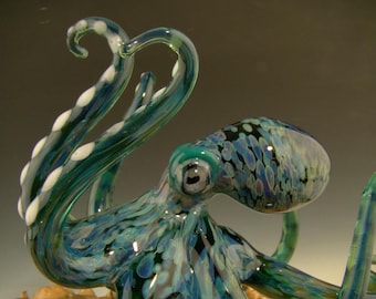 Glass Octopus Sculpture figurine Aquarium Nautical Home Art Curio by Chris Upp (made to order)