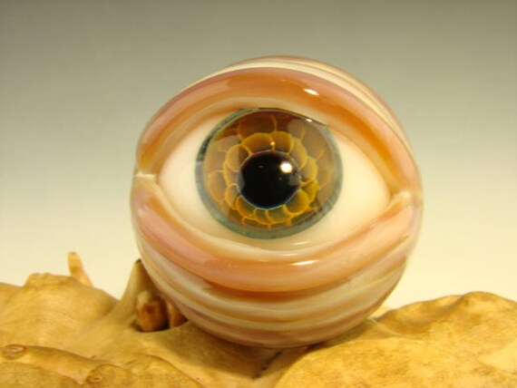 Items Similar To Glass Art Eyeball Marble Lampwork Human Eye Freaky Paperweight Vgw Kt Aqua