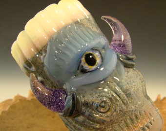 Horny Shot Glass Teeth Hand blown Flameworked Art Monster Barware Glassware Mazet