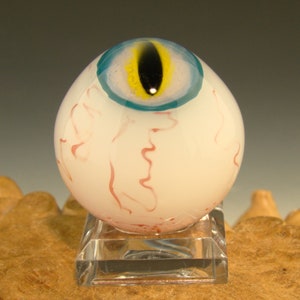 Art du verre, globe oculaire, marbre, lampwork, style, eye freaky top cap orb bibelots, art maison, par Kenny Talamas image 5