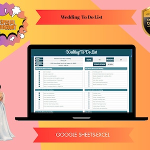Wedding To Do List, Wedding Checklist, Google Sheets Wedding Planner, Excel Bridal Organizer, Printable Wedding Planning Template