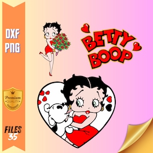 Arquivos DXF e PNG da Betty Boop, Pacote Betty Boop, Corte fácil, Estampa de camiseta Betty Boop, Arquivo de corte Cricut, Silhueta, Arquivo de corte, Download instantâneo