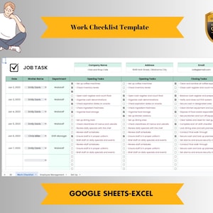 Work Checklist Template - Download Now! Employee Task Tracker,Google Sheets & Excel Format