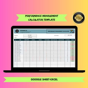 Performance Management Calculator Template | Google Sheets  and Excel | Employee KPI Tracker, Review Dashboard & Goal Planner