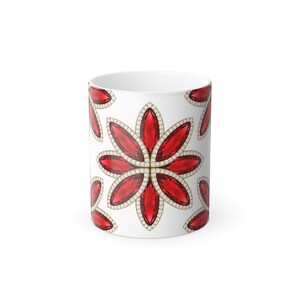 Red Jewel Floral Pattern Mug | Color Morphing 11oz
