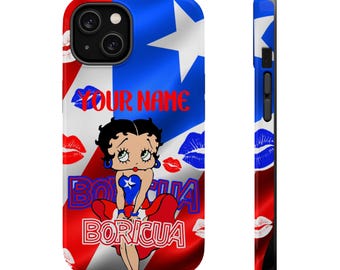 Puerto Ricaanse magnetische Betty Boop Boricua-telefoonhoesje | Gepersonaliseerd