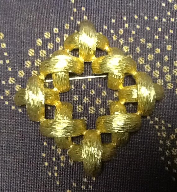 large Signed CASTLECLIFF Pin Brooch Criss Cross x… - image 2