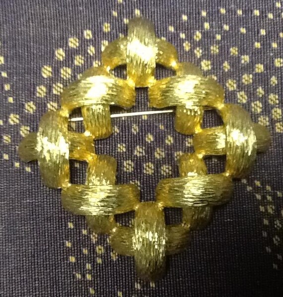 large Signed CASTLECLIFF Pin Brooch Criss Cross x… - image 4